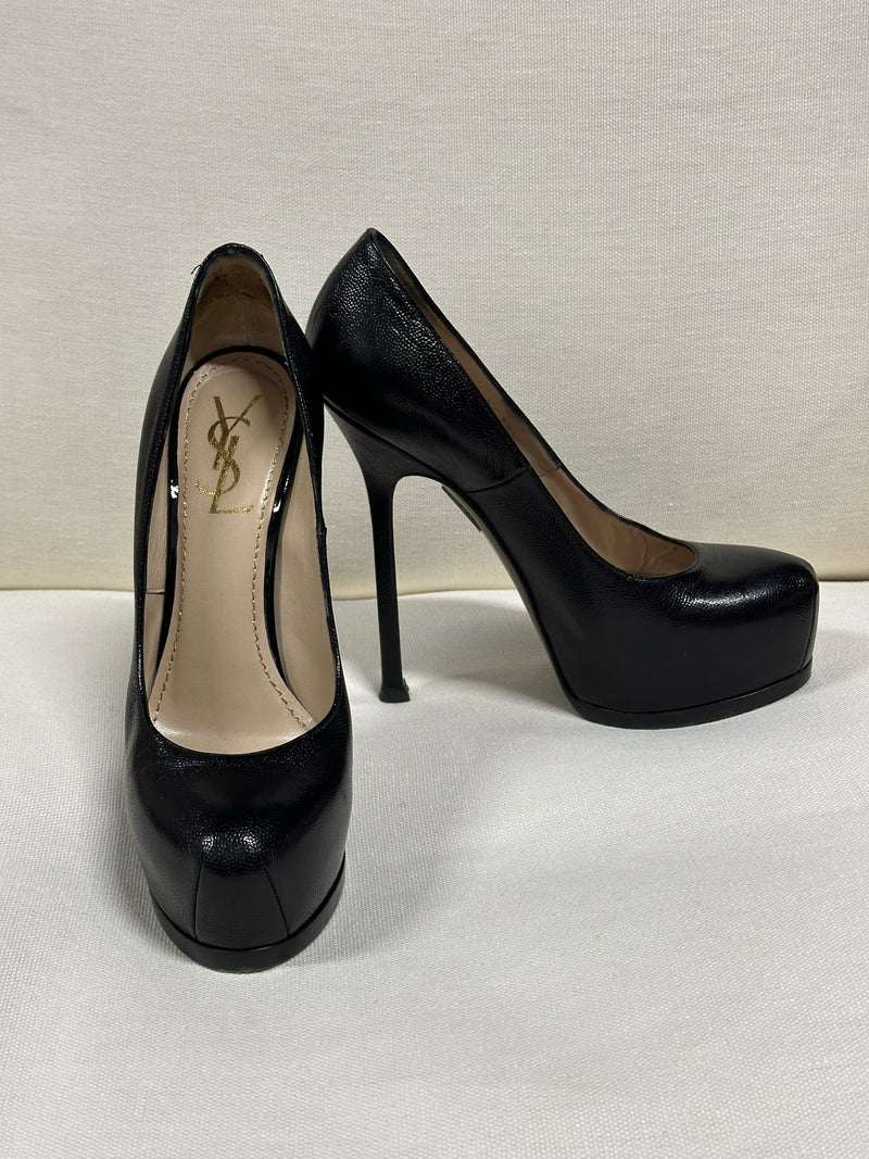 Yves Saint Laurent Leather Black Tribtoo Size 38.5 Pumps