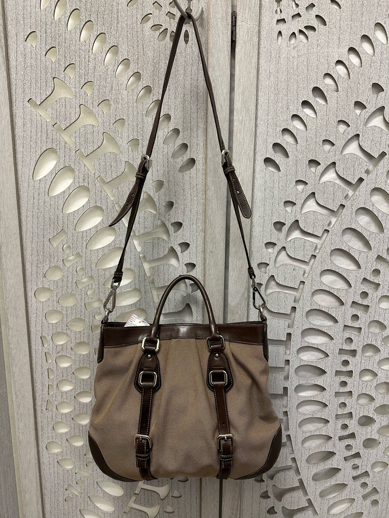 Prada Canvas/Leather tan/brown Size M Handbag