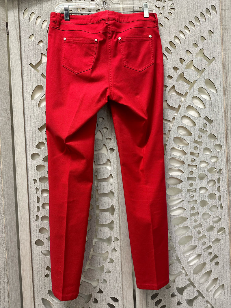 Per Se Cotton Blend Red Textured Size 4 Pants