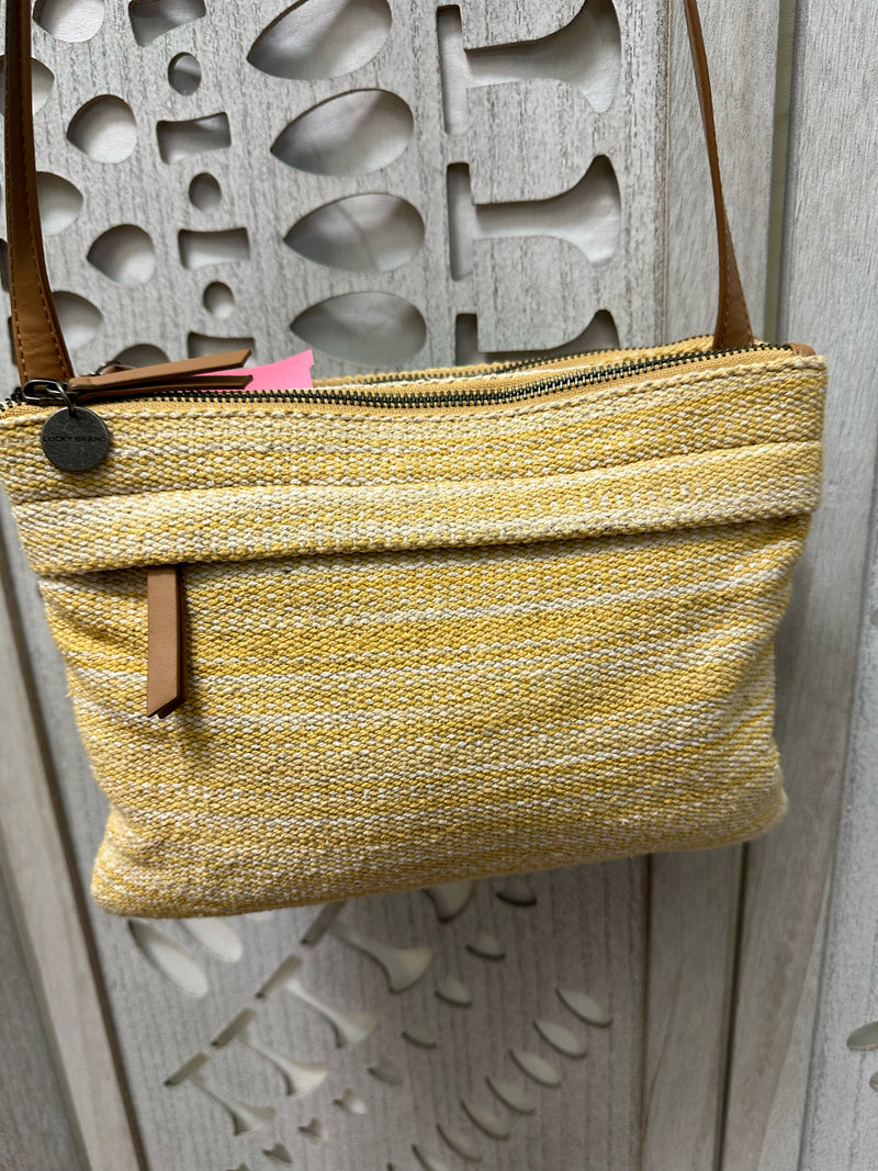 Lucky Brand Woven Yellow/White Abstract Stripe Handbag