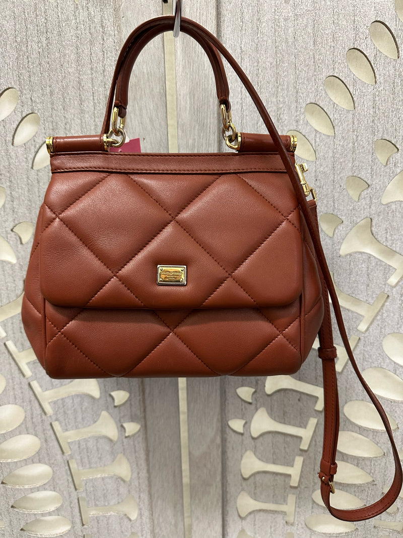 Dolce & Gabbana Calfskin Brown Quilted Handbag