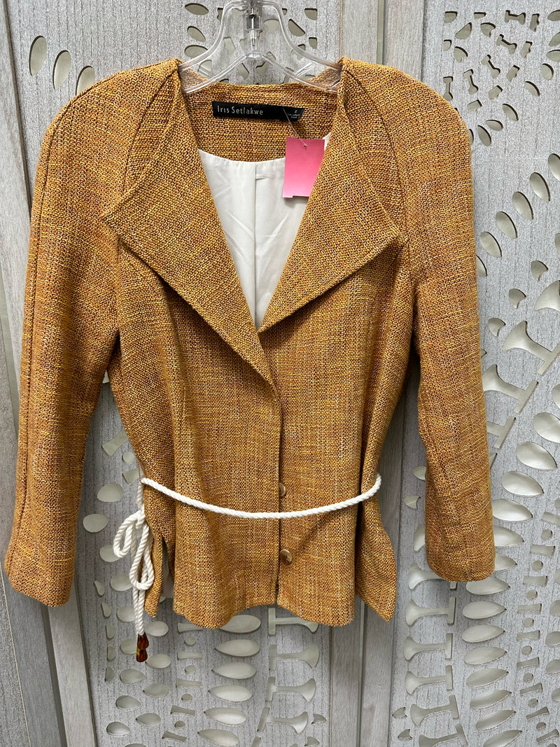 Iris Setlakwe Cotton/Polyester Gold Tweed Size 2 Jacket