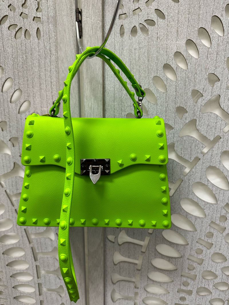 No Brand Man Made Material Neon Green Solid Size M Handbag