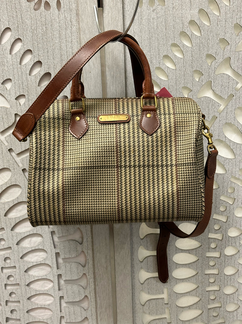 POLO RALPH LAUREN Coated Canvas Brown/black/beige Tartan Plaid Handbag