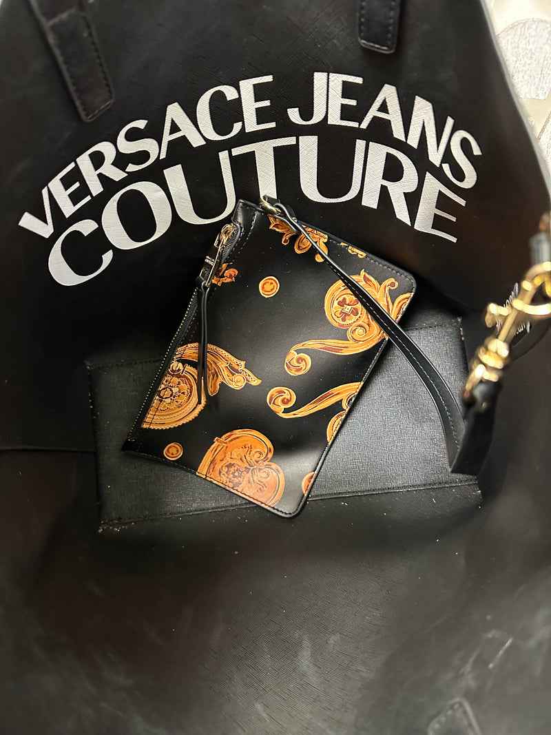 Versace Jeans Couture Leather Black/Gold Baroque Handbag