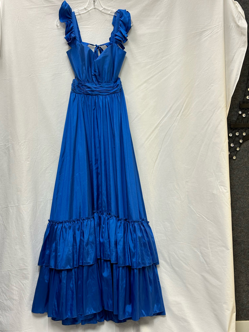 Mac Duggal Polyester Blue Solid Size 6 Cocktail/Evening Wear