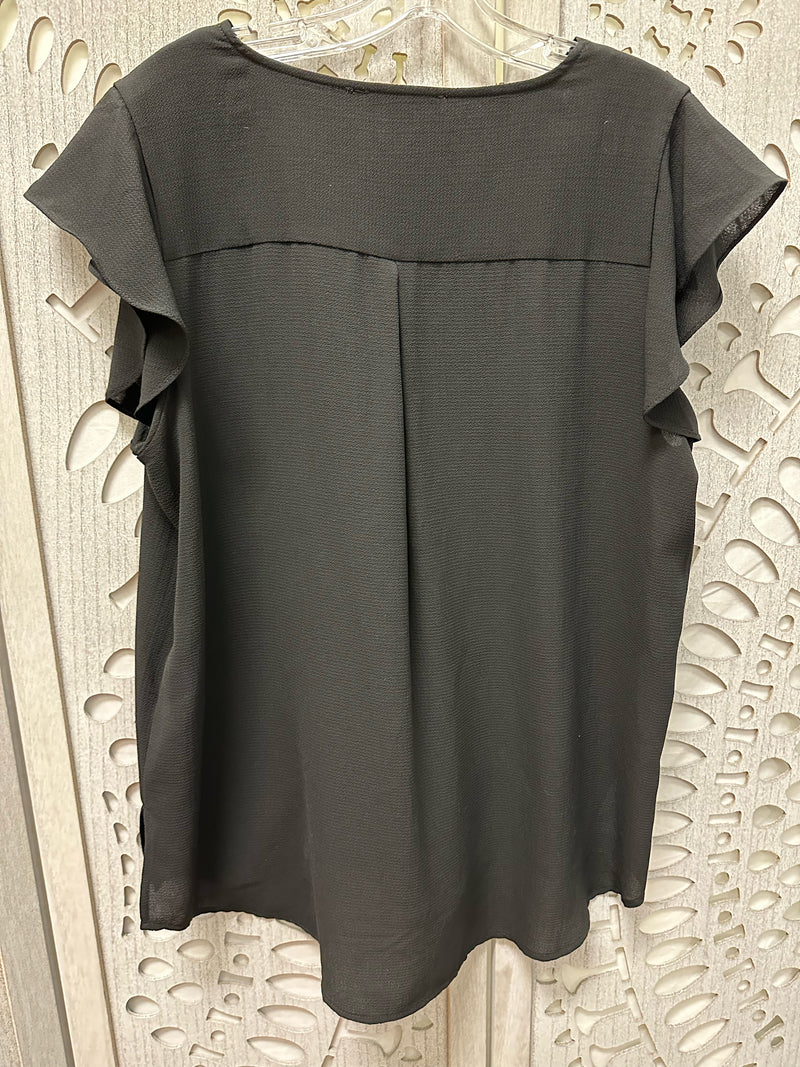 Adrianna Papel Polyblend Black Solid Size L Blouse