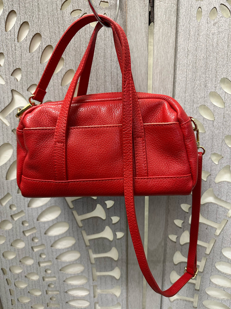 Laura Di Maggio Genuine Leather Red Pebble Grain Handbag