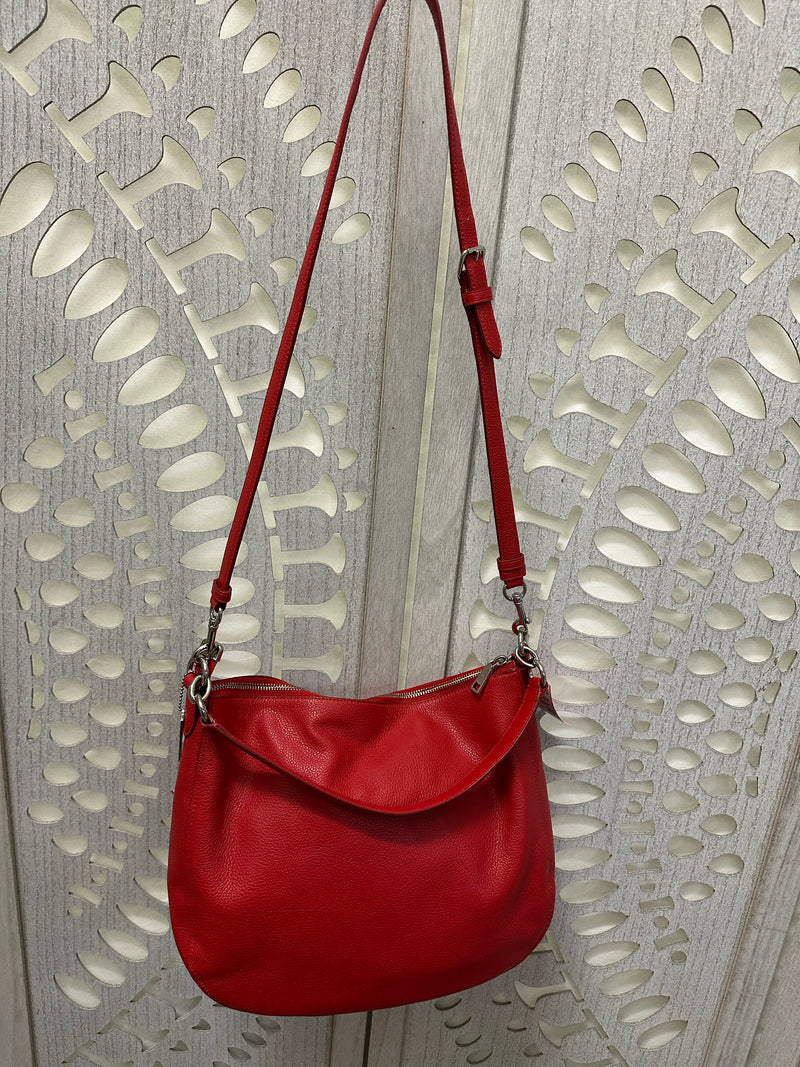 COACH Leather Red Pebble Grain Handbag