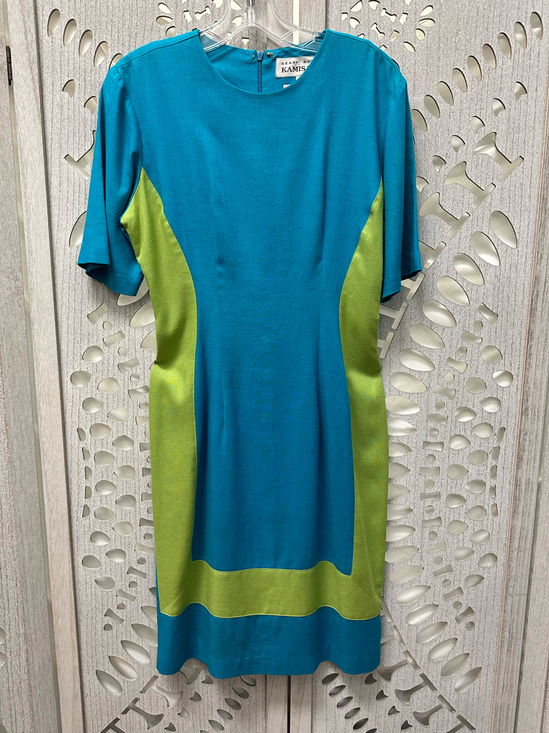 Geary Roark by Kamisato Linen Teal/green Panelling Size 6 Dress