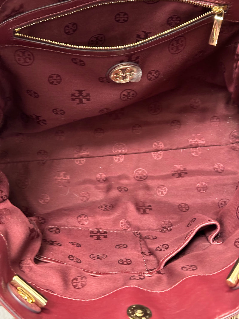 Tory Burch Leather Burgundy Quilted Handbag