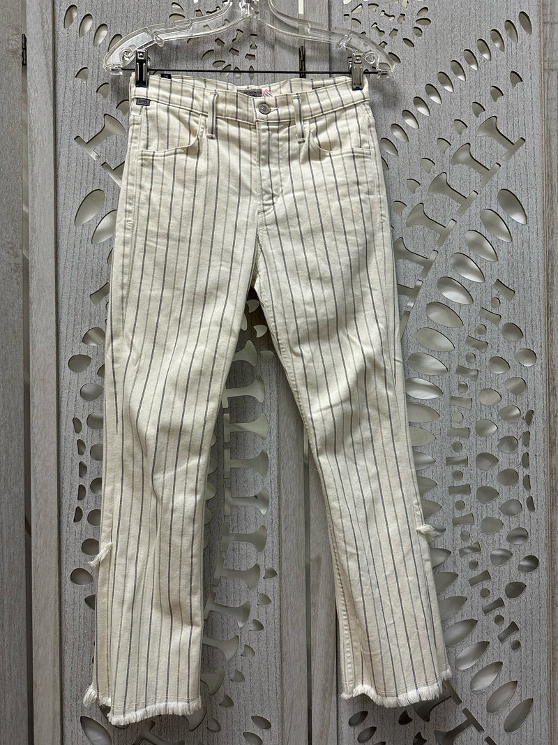 Citizens of Humanity Cotton Ivory/Black Pin Stripe Size XS Pants