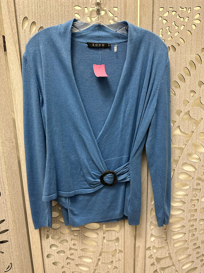 Zozo Cotton Blend Blue Solid Size M Sweater