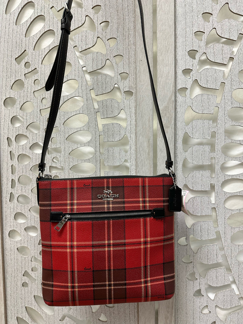 COACH Leather Red Plaid Size S Handbag