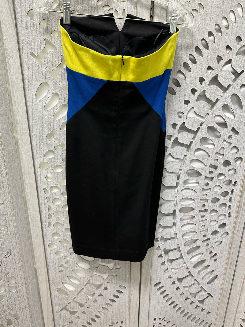 Trina Turk Modal Rayon blend Black/Yellow/Blue 3 tone Size 0 Dress