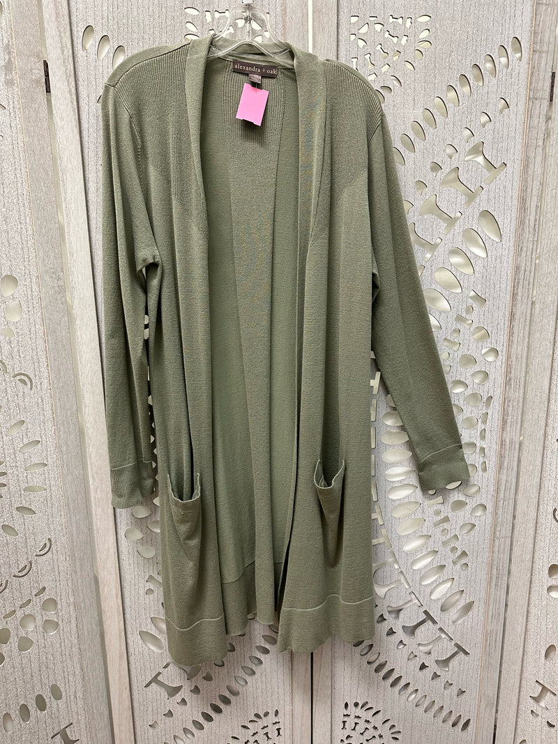 Alexandra + Oak Rayon Blend Sage Textured Size L Sweater