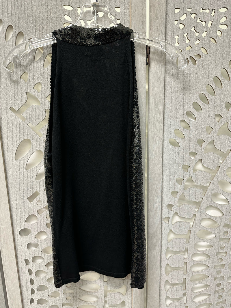 INC Rayon Blend Black Sequins Size M Blouse