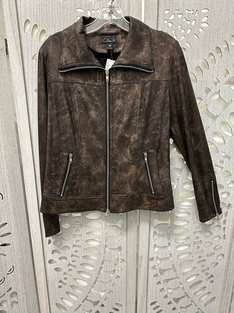 Clara S Polyblend Bronze/Black Reptile Size M Jacket