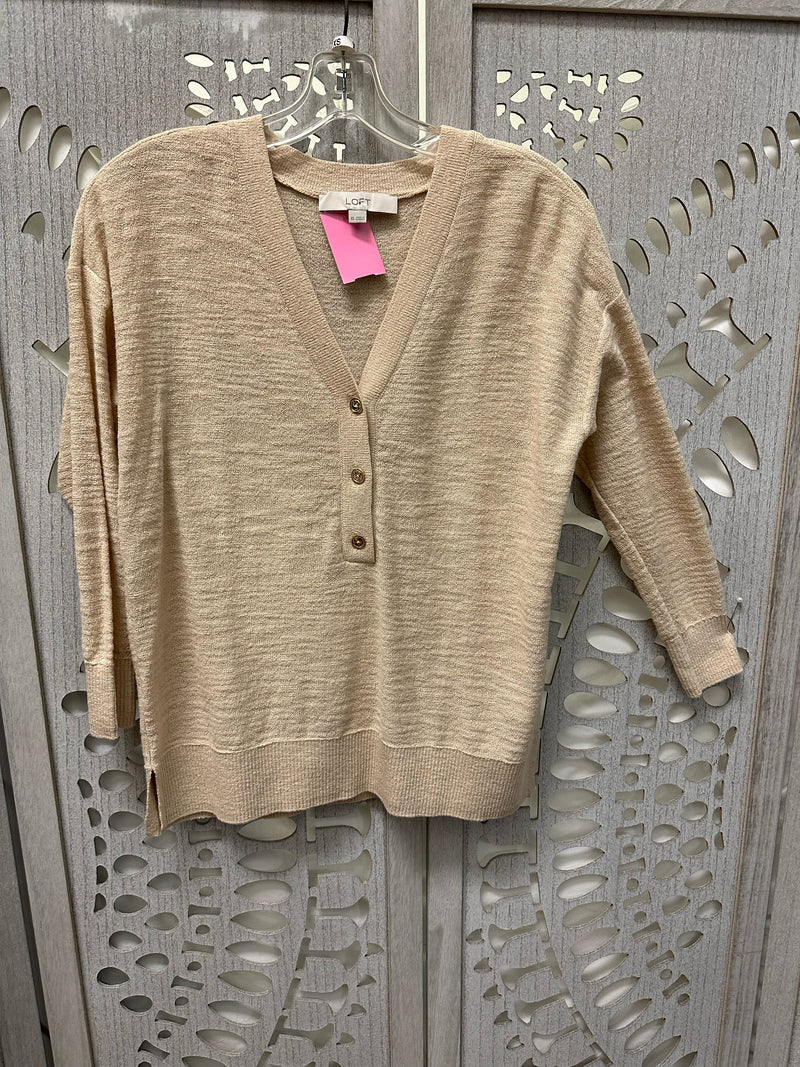 Loft Cotton Blend ECRU Solid Size XS Sweater