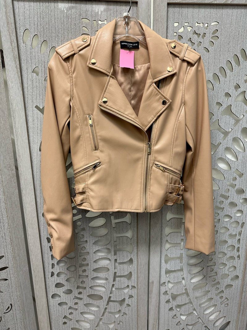 Generation Love Faux Leather Nude Solid Size XS Jacket
