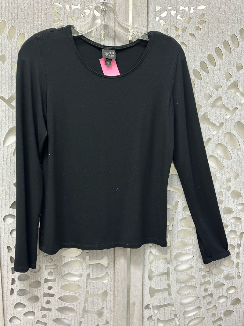 Eileen Fisher Rayon Black Solid Size XS T-shirt