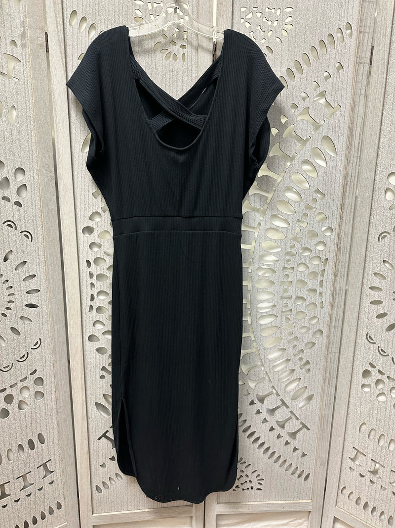 ANTHROPOLOGIE Cotton Blend Black Ribbed Size S Dress