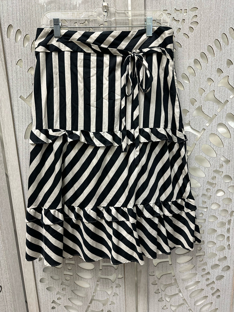 Ann Taylor Loft Cotton Black/White Stripes Size 10 Skirt