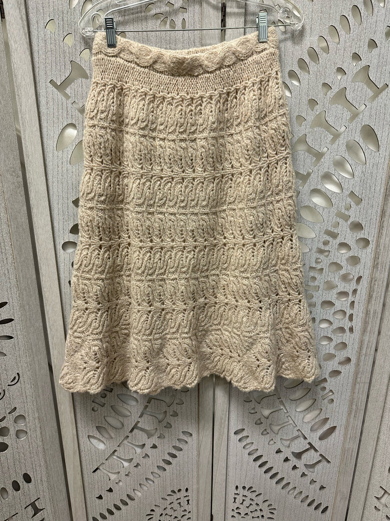 St. John Wool Beige Crochet Size 8 Skirt