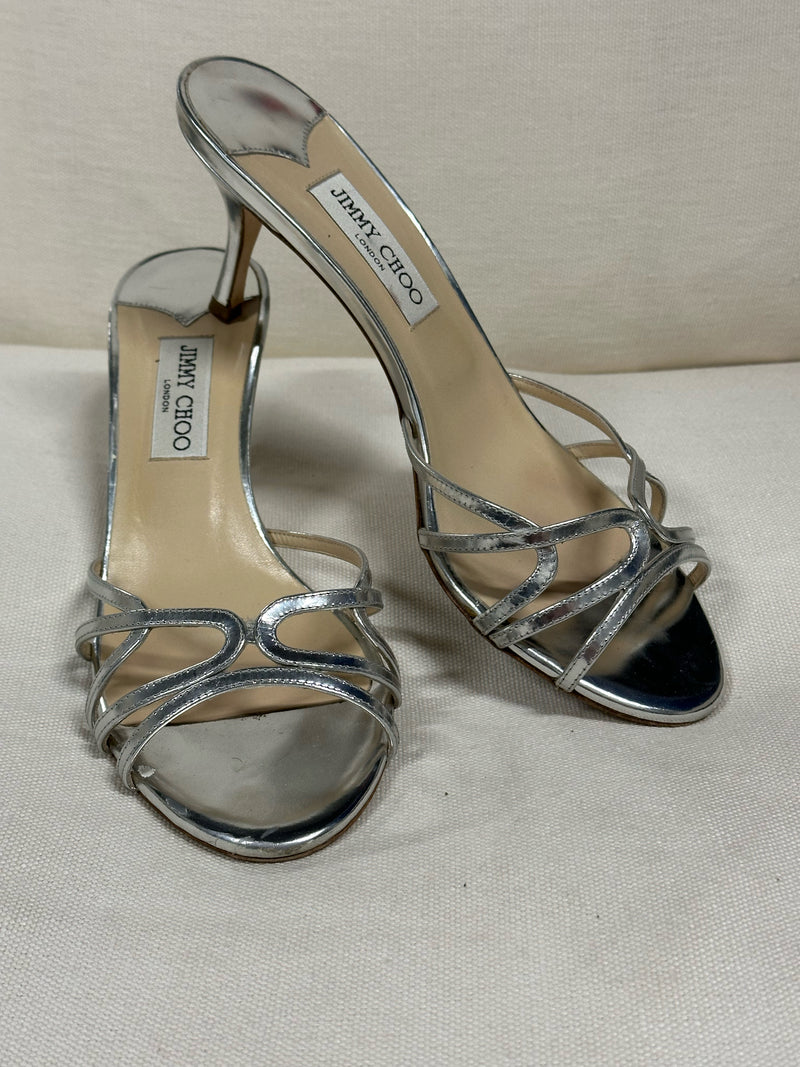 Jimmy Choo Leather Silver Size 40.5 Mules