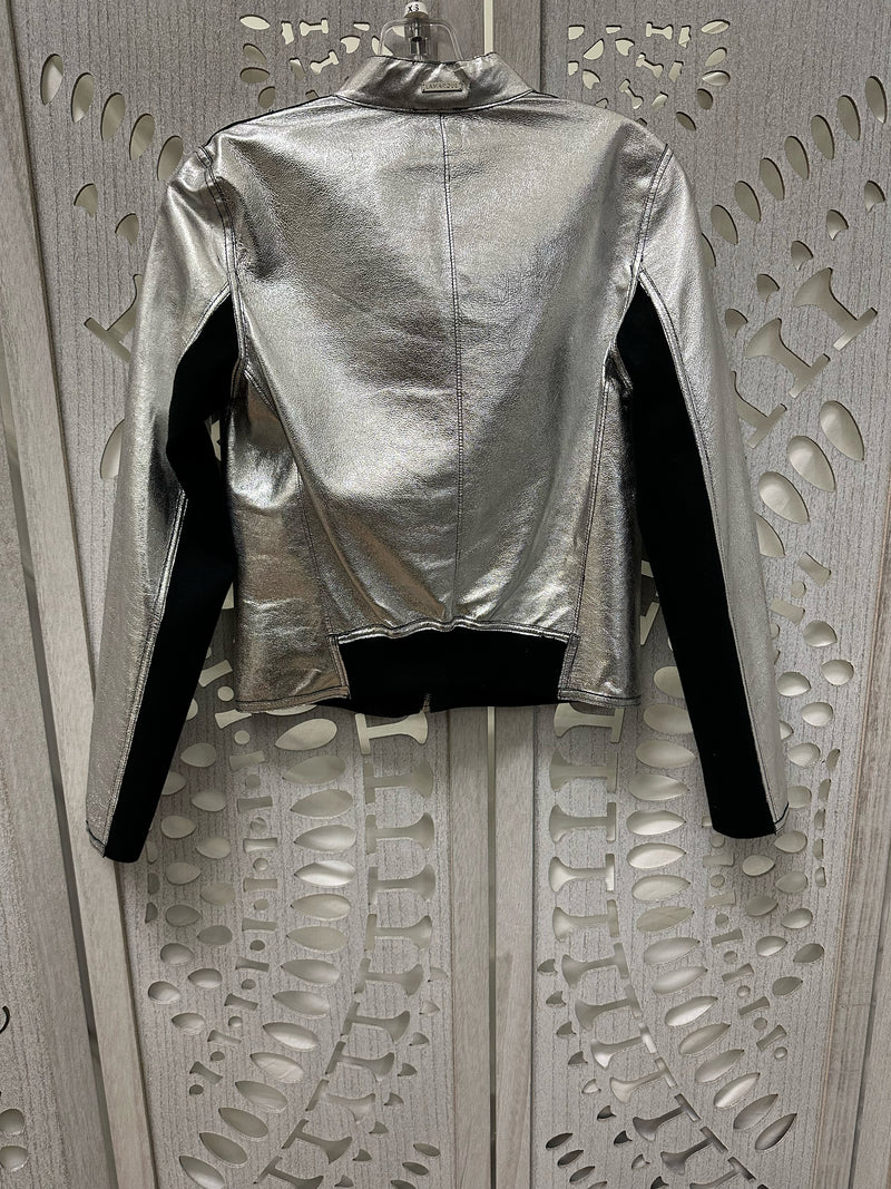 Lamarque Leather Black/Silver Reversible Size XS Jacket