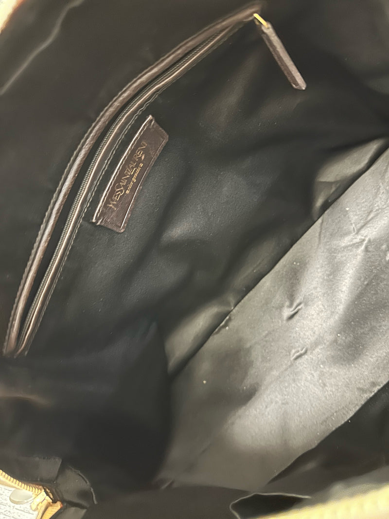 Yves Saint Laurent Leather Cream/Gold Muse Handbag
