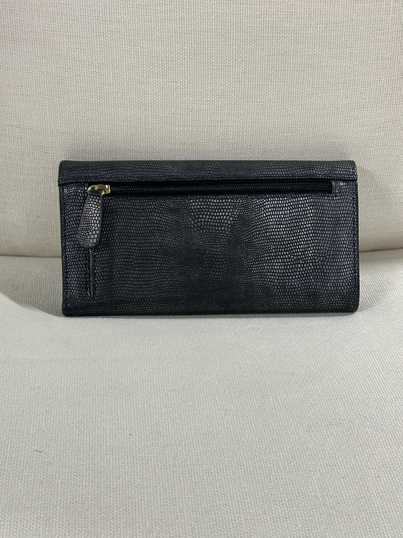 Bosca Leather Gray Textured Wallet