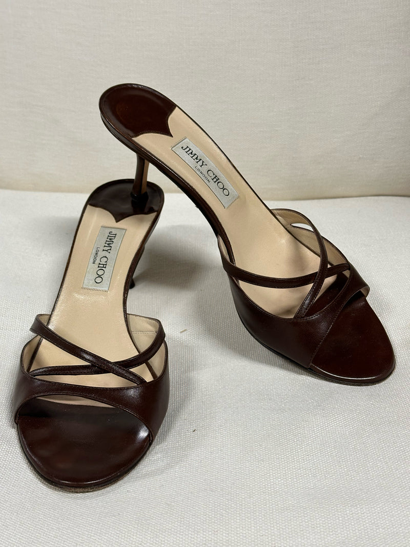 Jimmy Choo Leather Brown Size 40.5 Mules